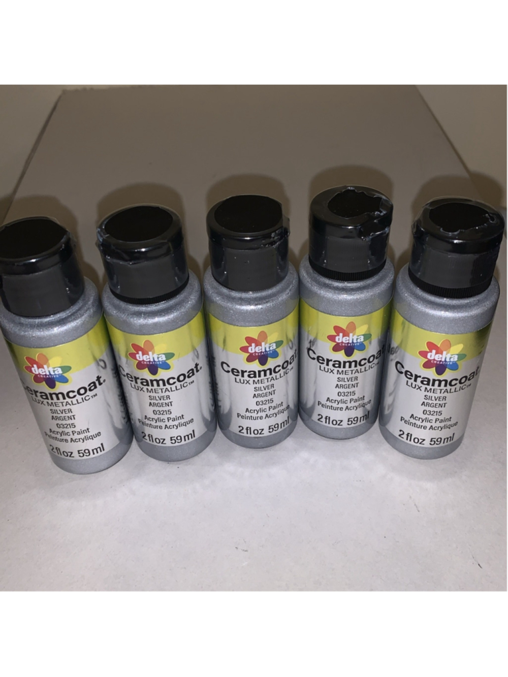 Ceramcoat Lux Metallic Silver Argent 03215 Acrylic Paint 2 FL OZ 59 ml Lot Of 5 - Picture 4 of 4